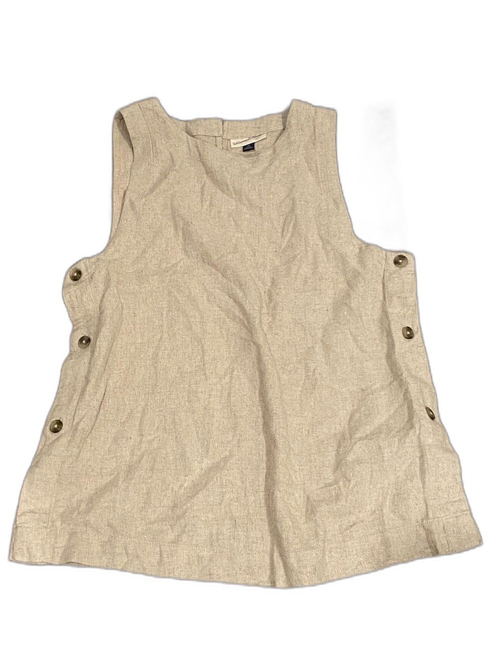 Universal Thread Beige Linen-Blend Side Real Button Tank/Top/Tunic XS Summer